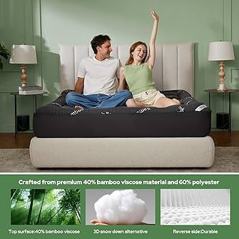 BEDLORE King Mattress Topper Viscose Derived from Bamboo, Thick Pillow Top Mattress Pad with Stre... | Amazon (US)