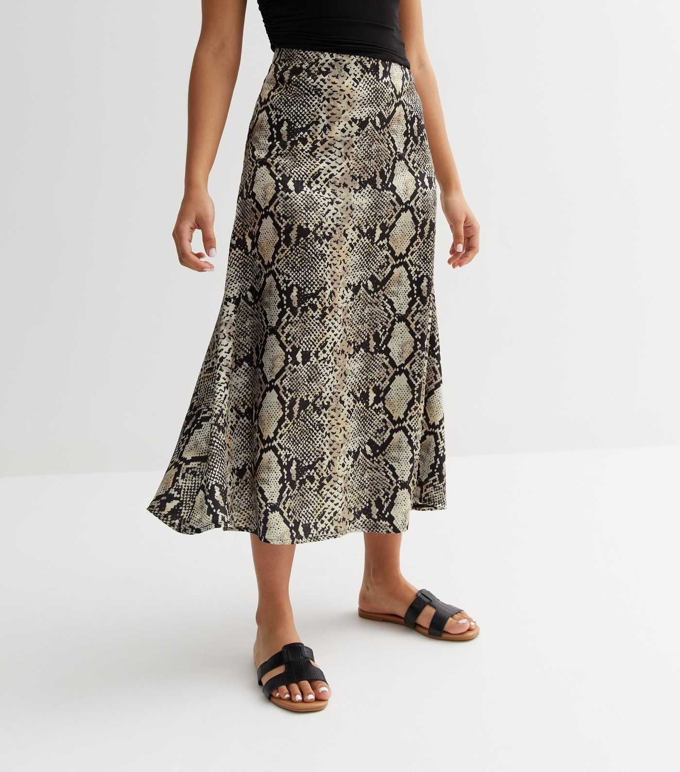 Petite Brown Snake Print Satin Midi Skirt
						
						Add to Saved Items
						Remove from Saved... | New Look (UK)