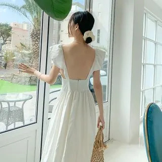 Sleeveless Open-Back V-Neck A-Line Maxi Dress | YesStyle Global