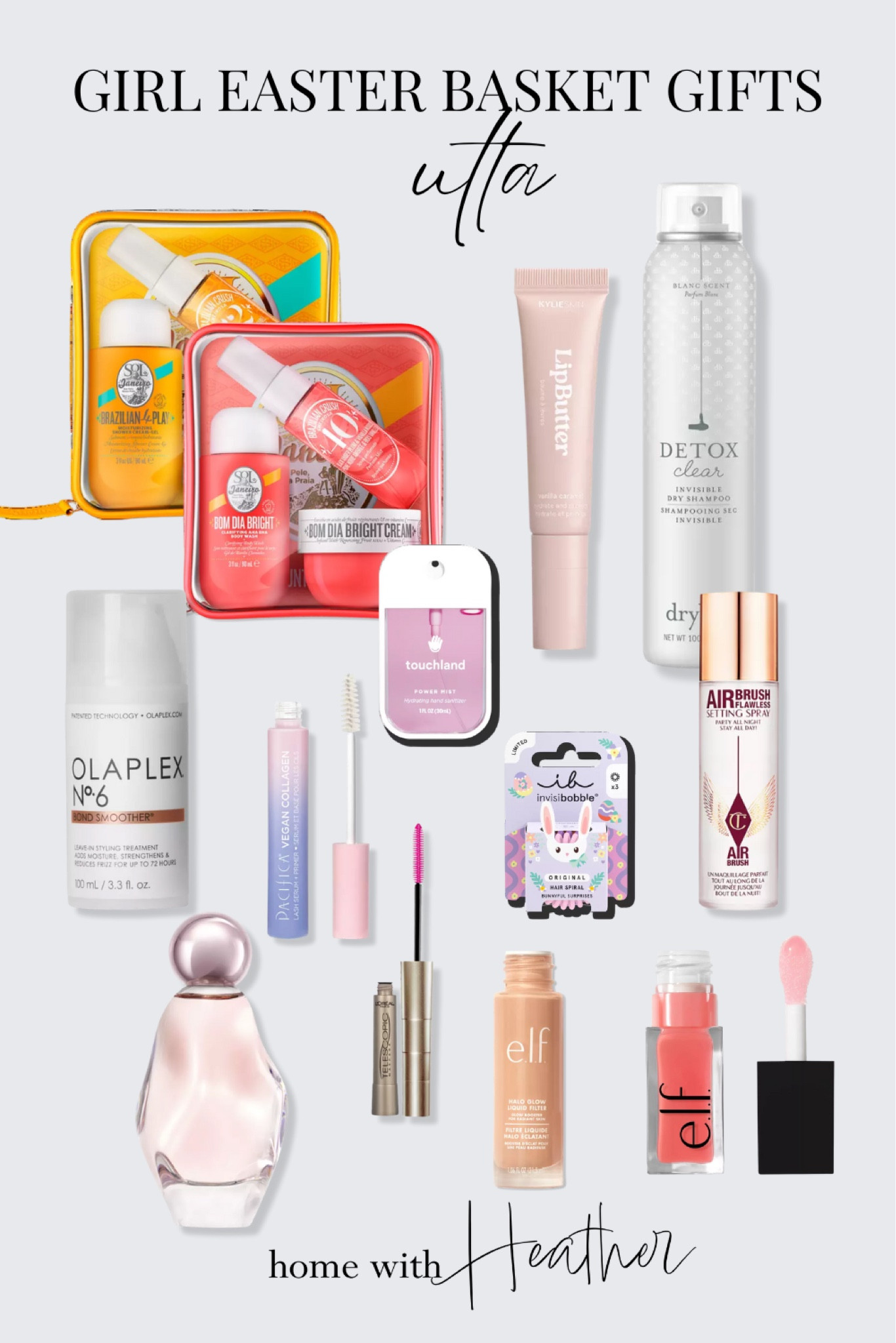 Teen girl Easter Basket ideas from ULTA
Easter Gift Guide 
Kylie Jenner Perfume
Cosmic parfum
SOL DE JANEIRO
Flawless setting spray
Telescopic mascara
Lash Primer
Lip Butter
Clear Dry Bar Dry Shampoo
Touchland Hand Sanitizer
e.l.f Lip oil

#ulta #easter

#LTKfamily #LTKstyletip #LTKbeauty