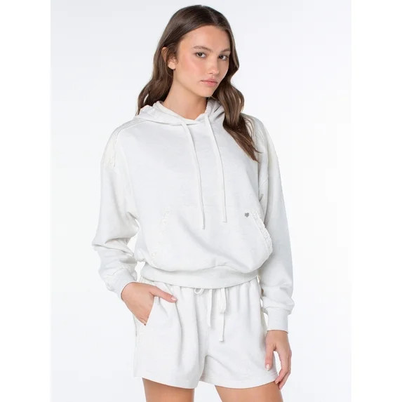 Celebrity Pink Women's and Women's Plus Lace Trim Hoodie Sweatshirt, Sizes XS-4X | Walmart (US)