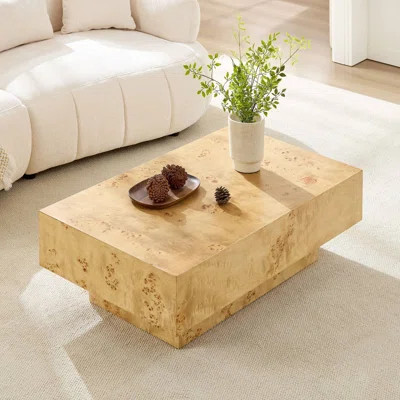 43" Rectangle MDF Coffee Table With Burl Wood Veneer | Wayfair North America