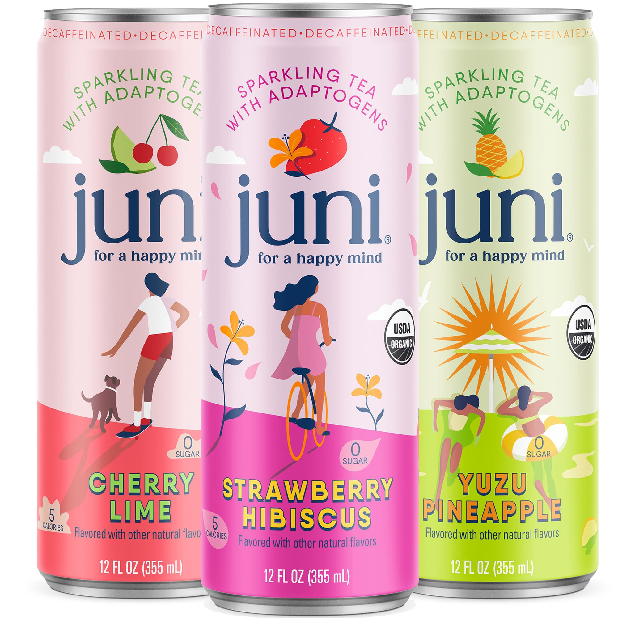 Juni Sparkling Adaptogen Drink with Ashwagandha, Lion’s Mane & Reishi Mushrooms | Green Tea for... | Amazon (US)
