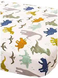 Little Unicorn Dino Friends Fitted Crib Sheet | 100% Cotton Muslin | Super Soft | Sized for Stand... | Amazon (US)