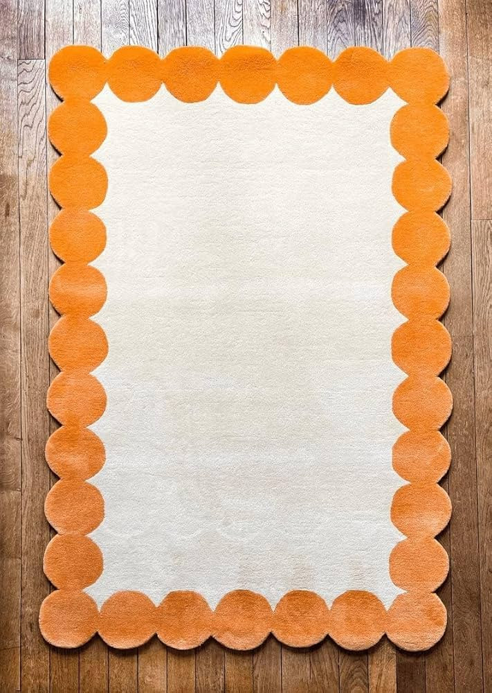 Scallop Rug Bohemian Handmade Designer Rug Hand Tufted Rugs for Living Room & Bed Room Kitchen (O... | Amazon (US)