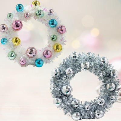 Target Bullseye Disco Retro Pastel Silver Ball Ornament Wreath Christmas 2024  | eBay | eBay US