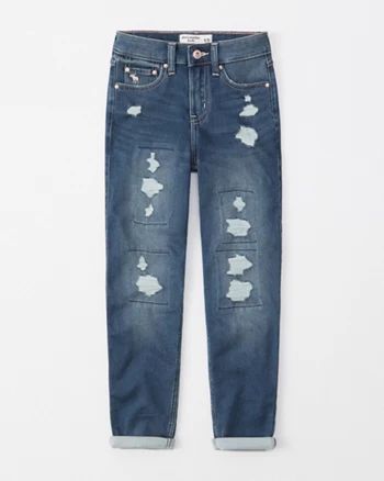 ripped high rise mini mom jeans | abercrombie kids US