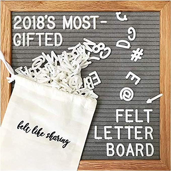 Gray Felt Letter Board 10x10 Inches. Changeable Letter Boards Include 300 White Plastic Letters & Oa | Amazon (US)