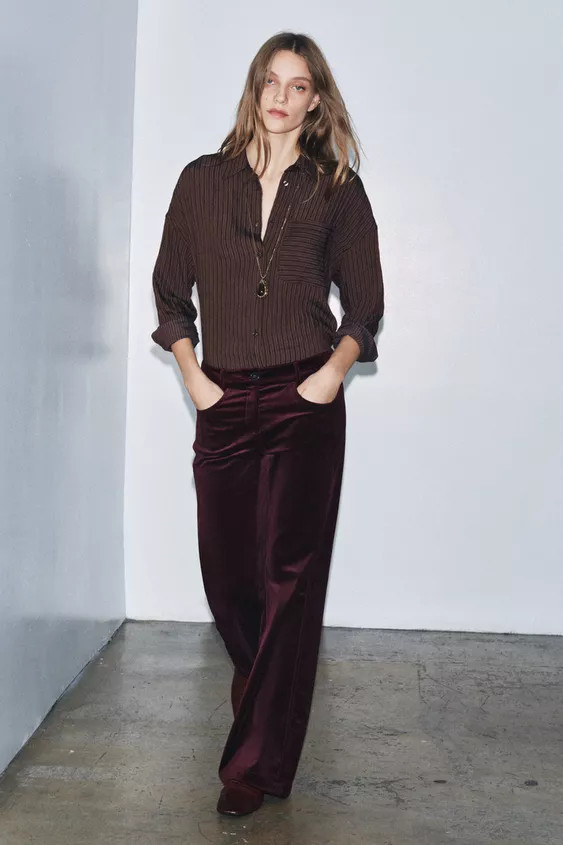 VELVET FLARE PANTS ZW COLLECTION | Zara US