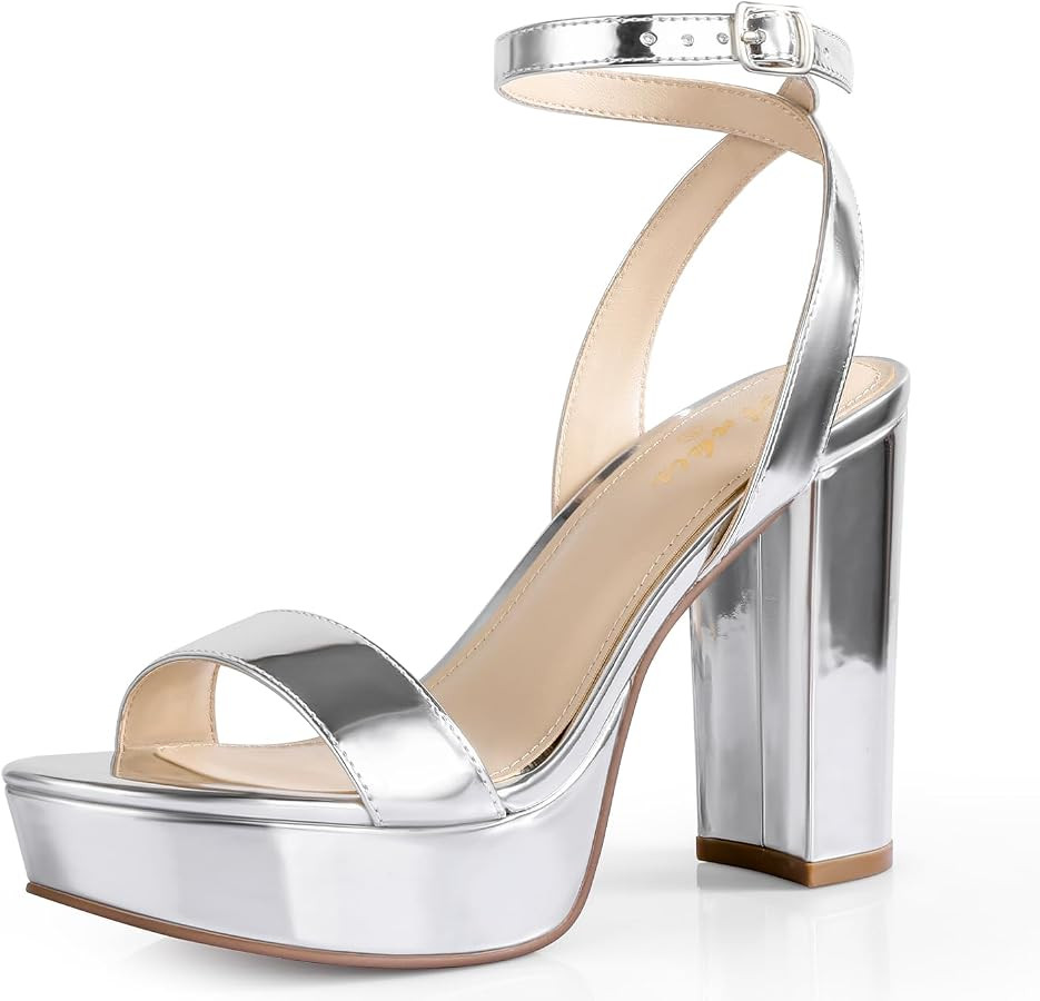 Ankis Platform Heels for Women 4 Inches Chunky Heels Sandals for Women Comfy Open Toe Block Heele... | Amazon (US)