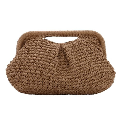 KUANG! Clutch Purses for Women Straw Woven Cloud Dumpling Bag Summer Beach Straw Clutch Crossbody Shoulder Handbag | Amazon (US)