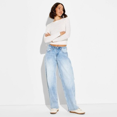 Women's Low-Rise Straight Curvy Fit Jeans - Wild Fable™ Light Wash 6 | Target