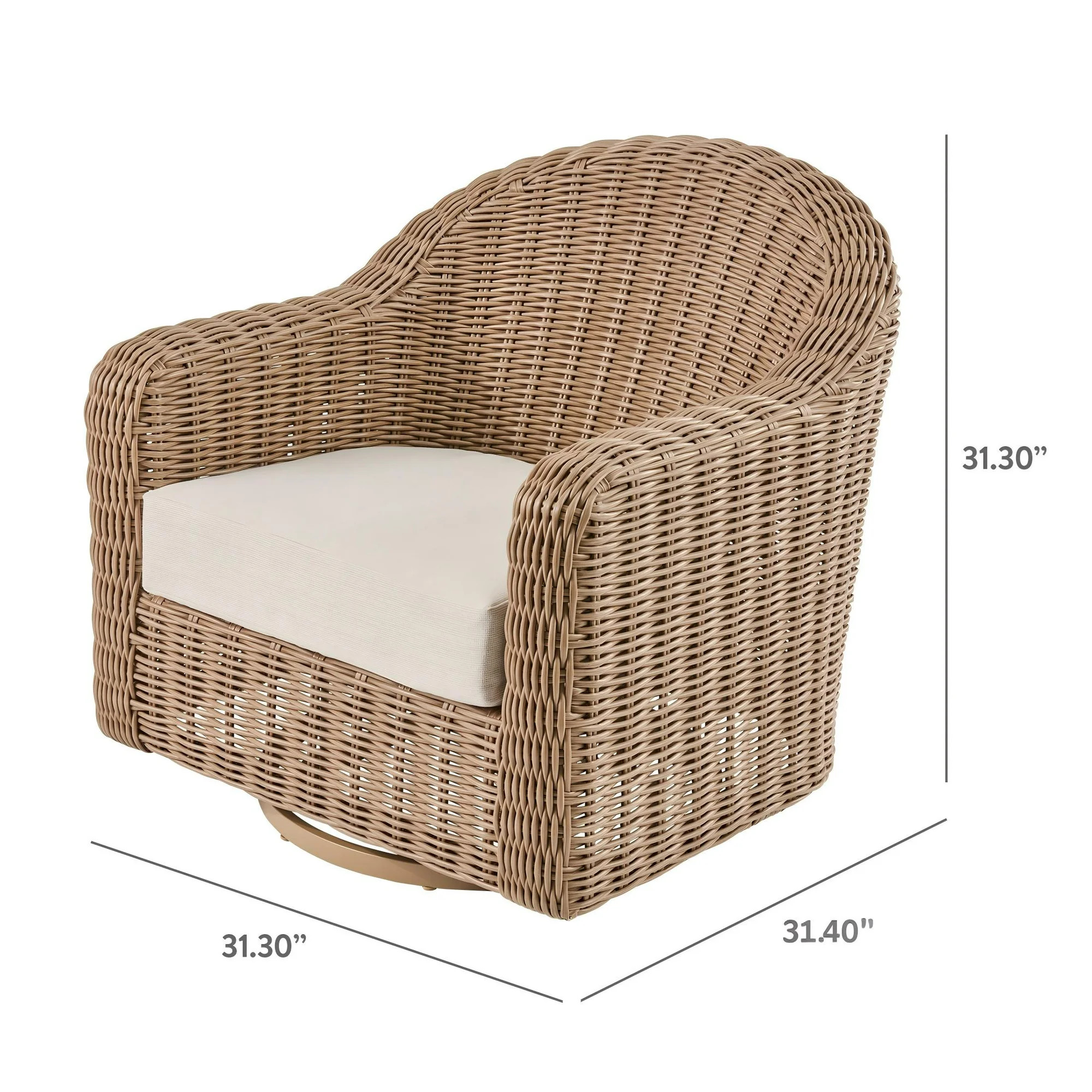 Better Homes & Gardens Bellamy Outdoor 1pk Swivel Glider Chair, Tan Wicker/Cream Cushion | Walmart (US)