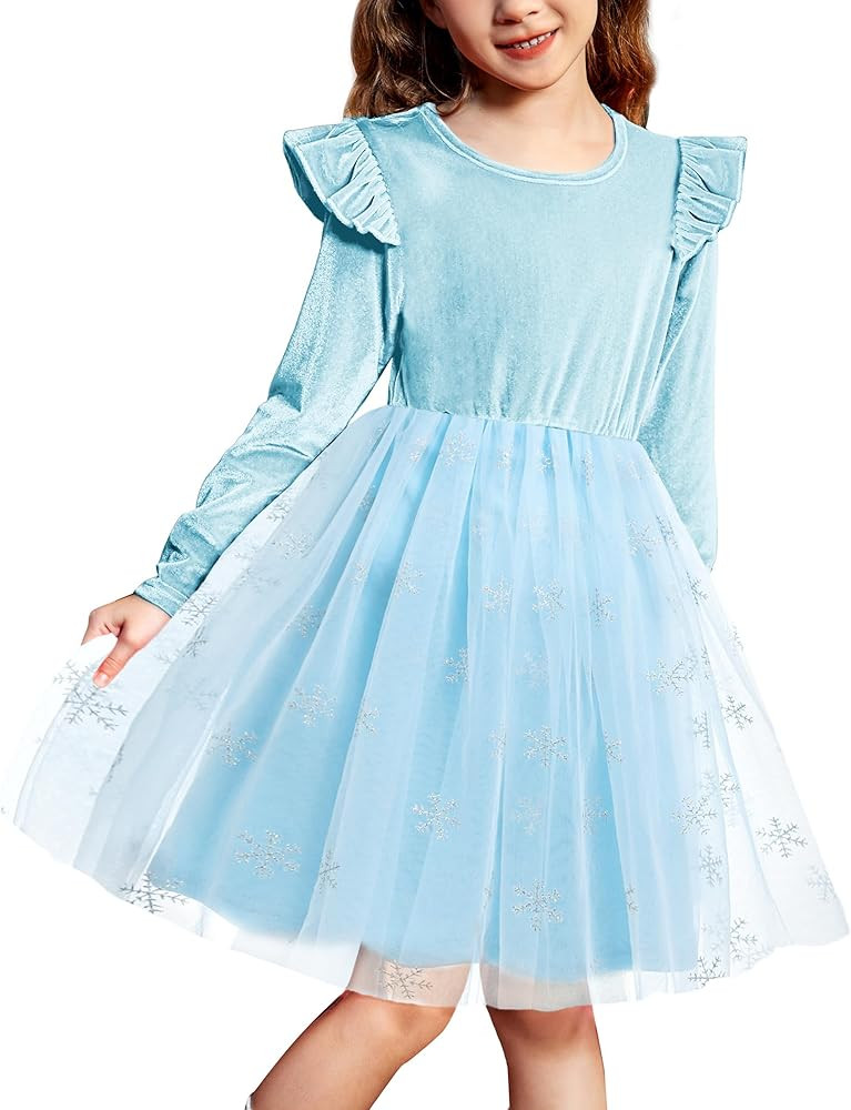 Arshiner Toddler Tutu Dresses Little Girls Velvet Tulle Fall Winter Long Sleeve Ruffle Holiday Pa... | Amazon (US)