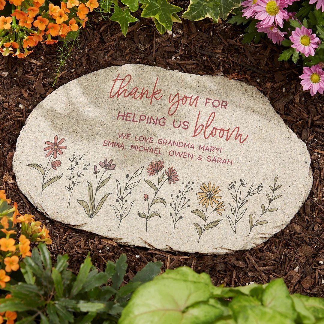 Love Blooms Here Personalized Round Garden Stone, Custom Garden Stone, Outdoor Decor, Garden Deco... | Etsy (US)
