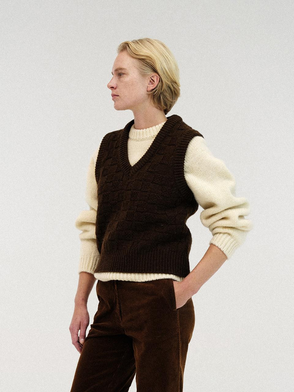 Chess Wool Vest - Brown | W Concept (US)