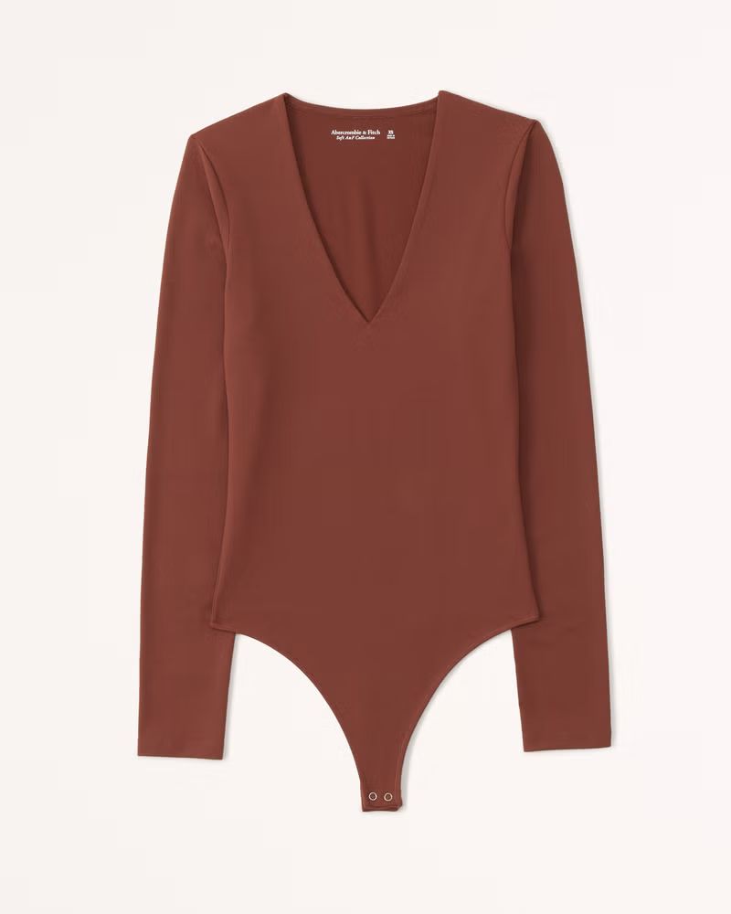 Women's Long-Sleeve Seamless Fabric V-Neck Bodysuit | Women's 30% Off Select Styles | Abercrombie... | Abercrombie & Fitch (US)