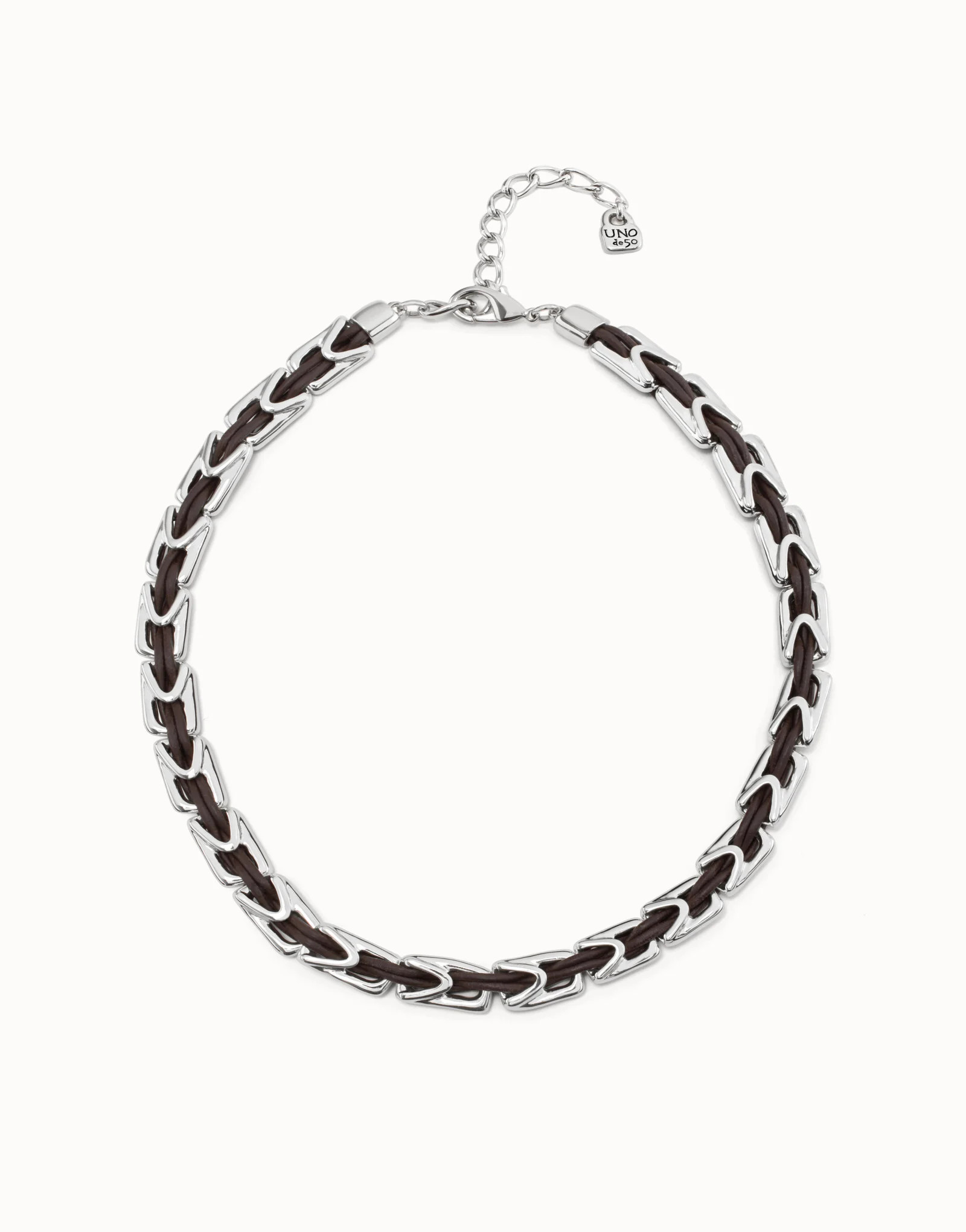 Short leather necklace with links | UNOde50