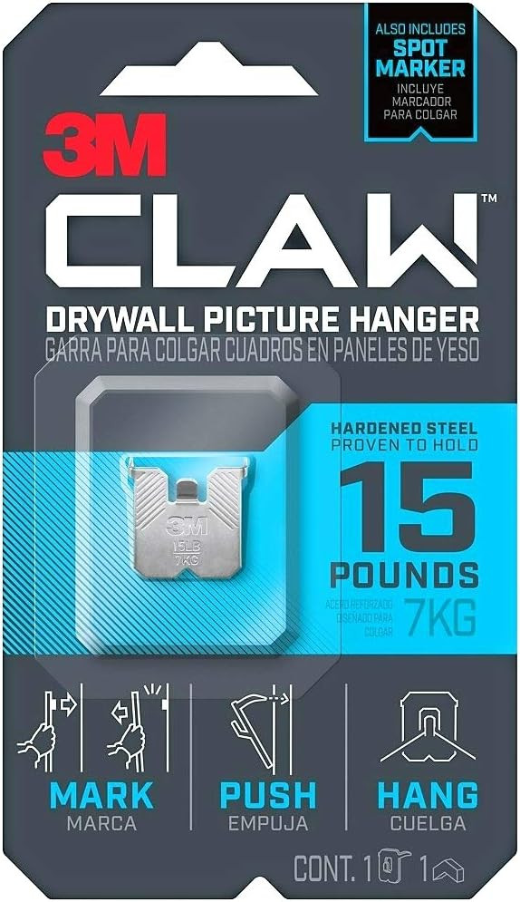 3M CLAW Strong Durable Drywall Picture Hanger (15 LB) | Amazon (US)