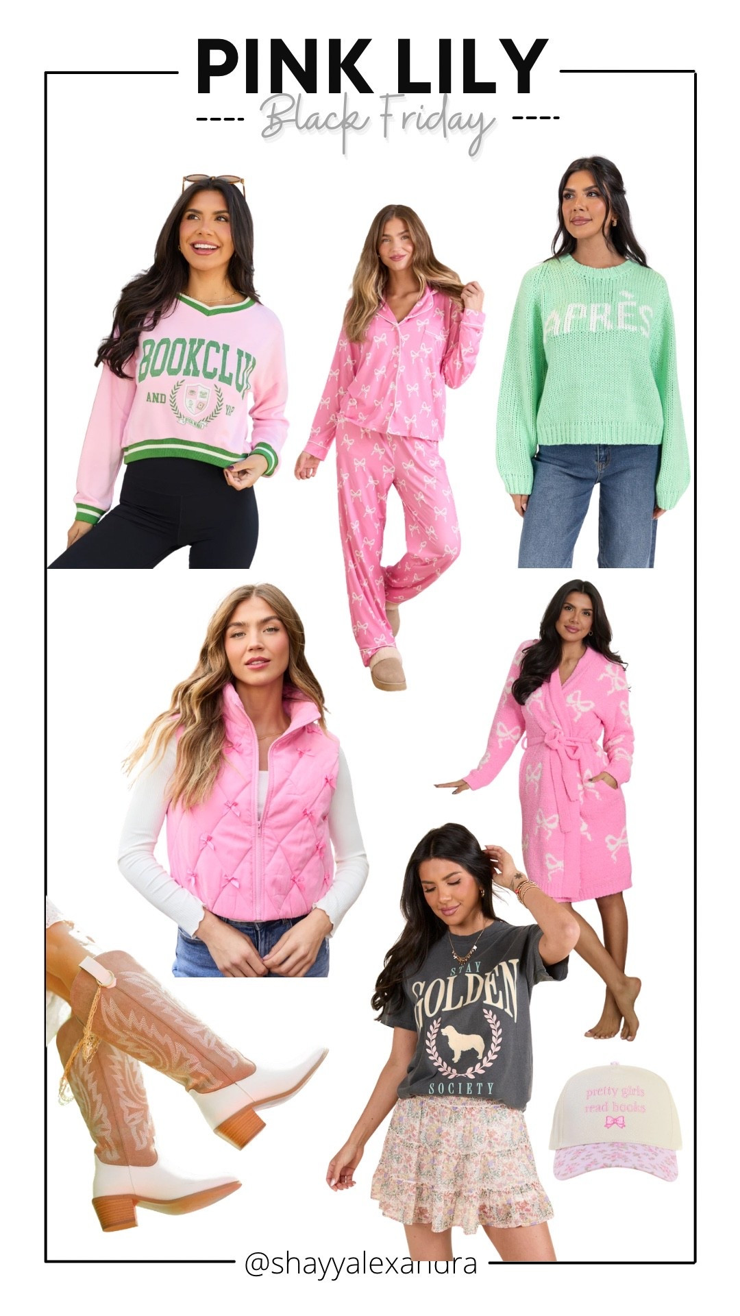 Everything on Pink Lily’s website is currently 50% off for Black Friday! Here are a few of my favorites that I’m ordering. Use the code BIGDEAL to snag your discount!

Puffer Vest | Girly | BookTok | Bookstagram | Graphic Tee | Cowgirl Boots | Cowboy Boots | Western Boots | Pajama

#LTKHoliday #LTKCyberWeek #LTKSaleAlert