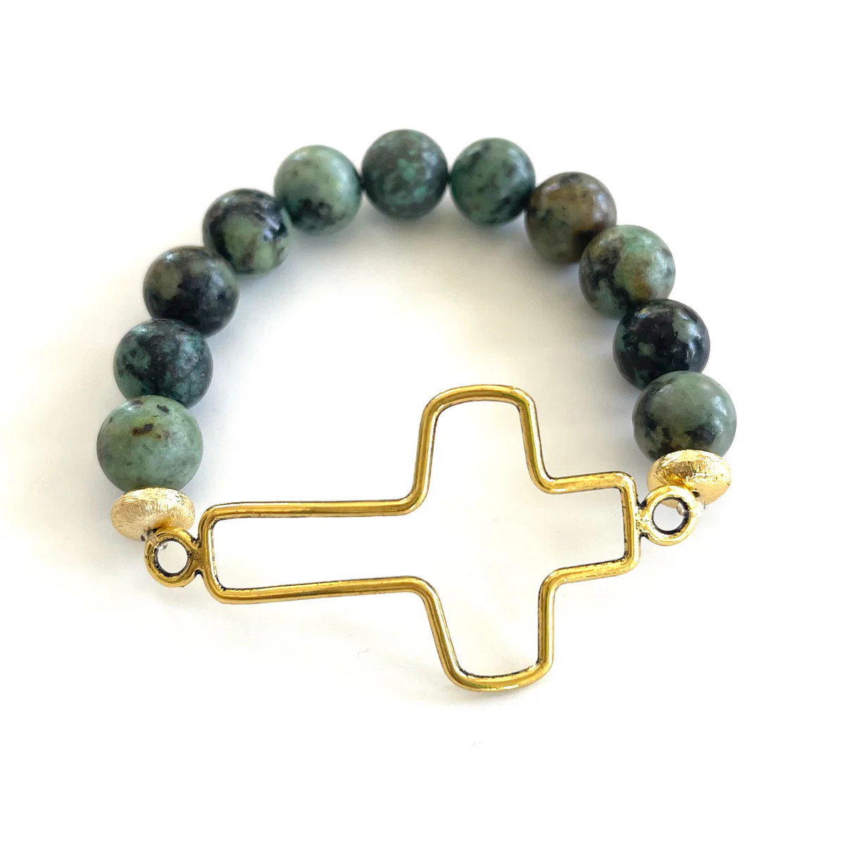 Hollow Cross Bracelet in African Turquoise | MODish Design Co