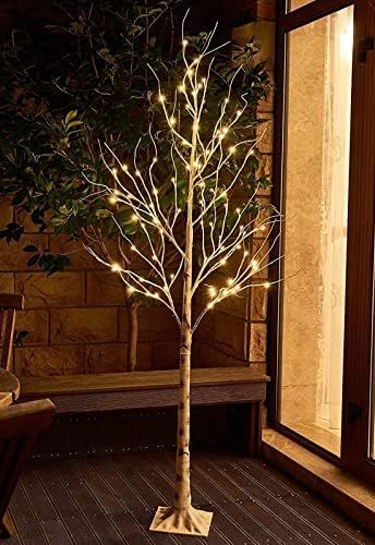 EAMBRITE 6FT 88LT Warm White LED Winter Artificial Birch Wedding Christmas Home Decorative Tree Ligh | Amazon (US)