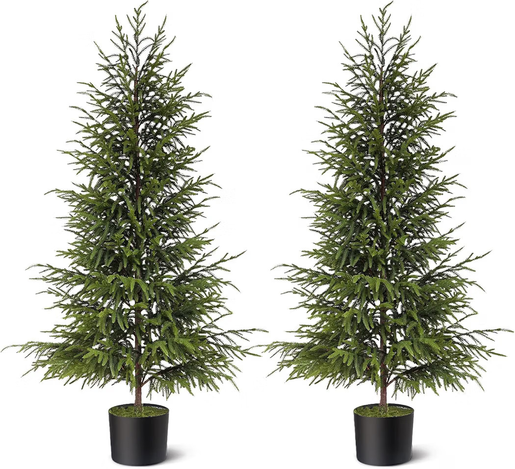 4FT 2Pcs Artificial Norfolk Pine Potted Christmas Tree for Front Door Decor | Amazon (US)