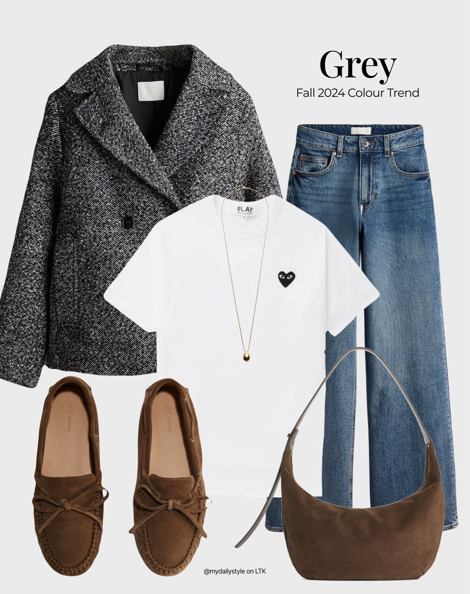 50 shades of grey for your fall wardrobe. Styling grey short wool coat, denim jeans, white t-shirt, brown suede loafers, & brown suede handbag. 

Check out more styling ideas in my profile. 

Tags: grey colour, gray color, fall style, pre-fall, autumn style, fall outfit, autumn outfit, fall fashion, autumn fashion, easy styling, simple everyday look, chic & basic outfit, Parisian look, casual outfit, capsule wardrobe, office look, brunch style, high street. 

#LTKstyletip #LTKshoes #LTKautumn