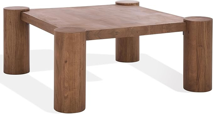 SAFAVIEH Couture Collection - Trescott Solid Wood Square Coffee Table with Chunky Cylinder Legs, ... | Amazon (US)
