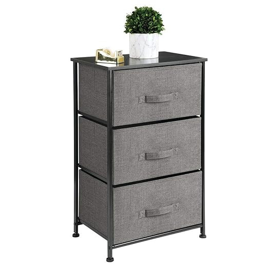 mDesign Vertical Dresser Storage Tower - Sturdy Steel Frame, Wood Top, Easy Pull Fabric Bins - Or... | Amazon (US)
