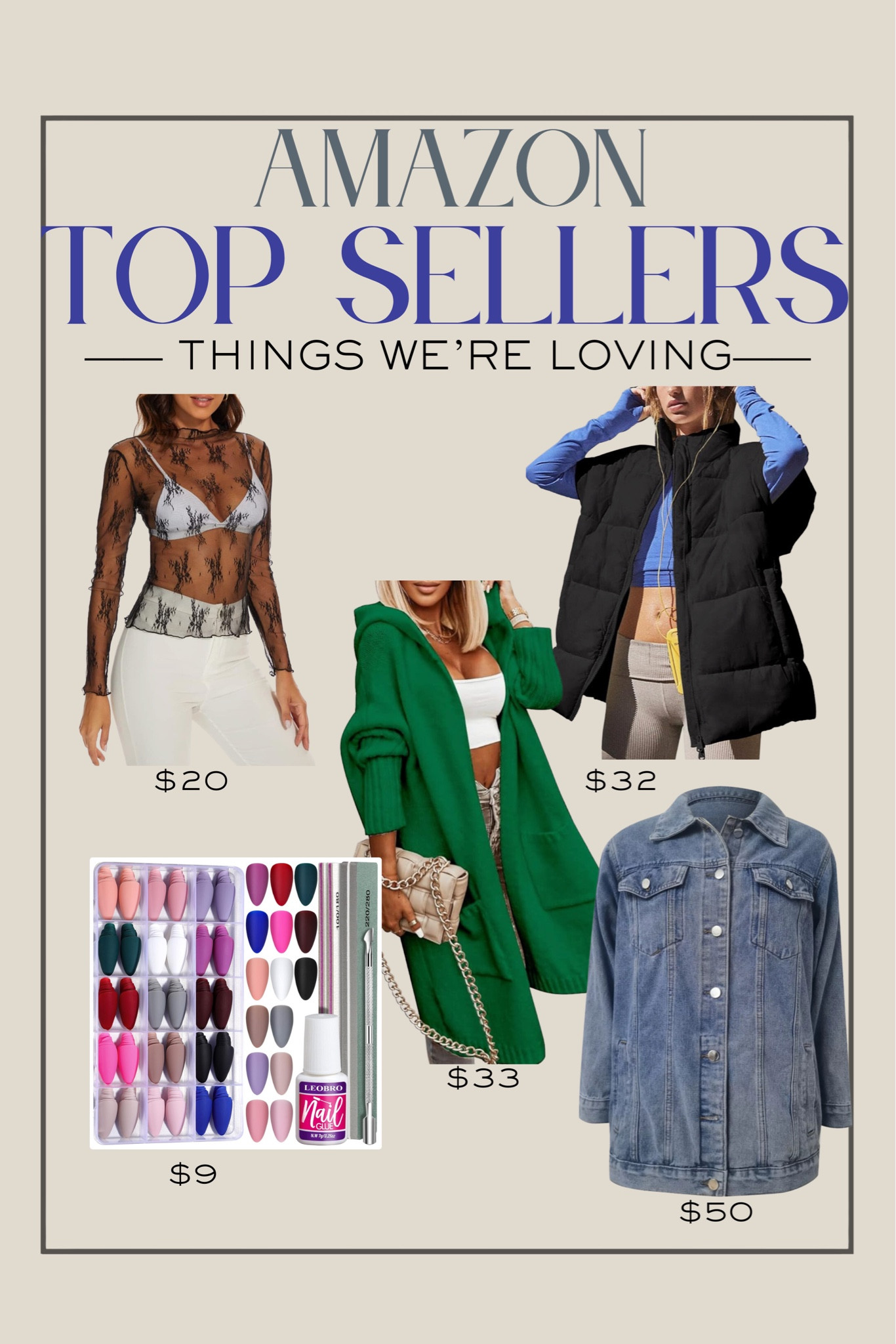 Our Amazon favorites from the last week!  I love the amazon version of the Lady Luxe top from Anthropologie! 

Amazon, Amazon fashion, press on nails, thick denim coat, puffer vest, betterwithchardonnay, Steph Joplin 

#LTKstyletip #LTKCyberWeek #LTKHoliday