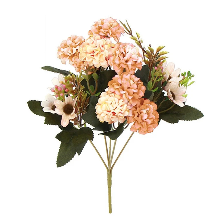 LYCAQL 3PCS Artificial Silk Peach Peony & Dahlia Mixed Flower Bouquet, for Indoor Use Bouquet Joy... | Walmart (US)