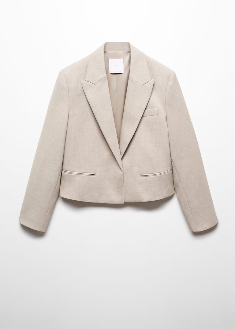 Cropped blazer with button -  Women | Mango United Kingdom | MANGO (UK)