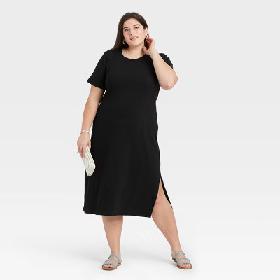 Women's Short Sleeve Rib Knit T-Shirt Dress - A New Day™ | Target