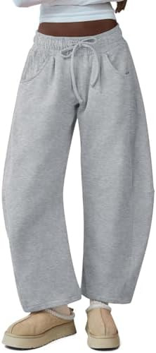 HeSaYep Women's Barrel Leg Ankle Sweatpants Drawstring Wide Leg Lounge Pants Baggy Casual Cotton ... | Amazon (US)