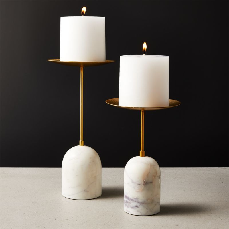 Numa Marble and Brass Candle Stands Set of 2 + Reviews | CB2 | CB2