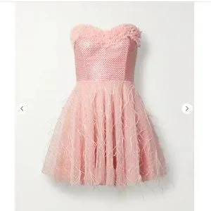 LoveShackFancy Marvella Strapless Feather-Trimmed Tulle Mini Dress | Poshmark