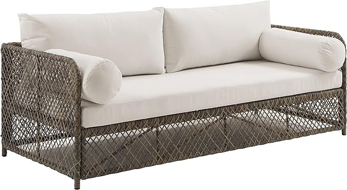Crosley Furniture KO70361ST-CR Granite Bay Outdoor Wicker Sofa, Stone with Crème Cushions | Amazon (US)