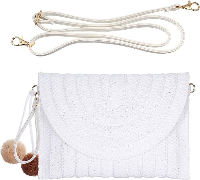 Straw Shoulder Bag Straw Clutch Straw Crossbody Bag Casual Beach Straw Handmade Bag for Women Env... | Amazon (US)