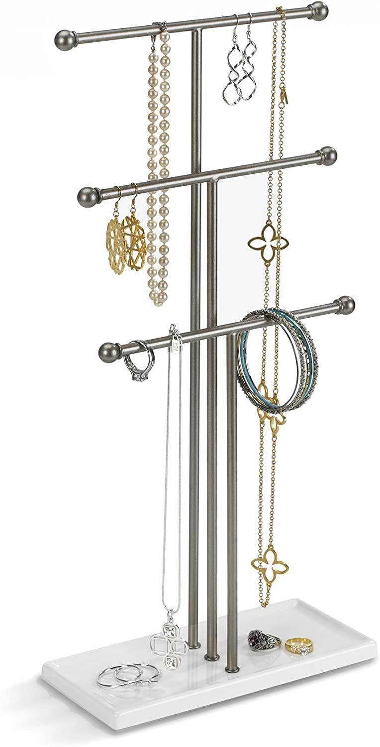 Umbra Trigem Hanging Jewelry Organizer Tiered Tabletop Free Standing Necklace Holder Display, 3, ... | Amazon (US)