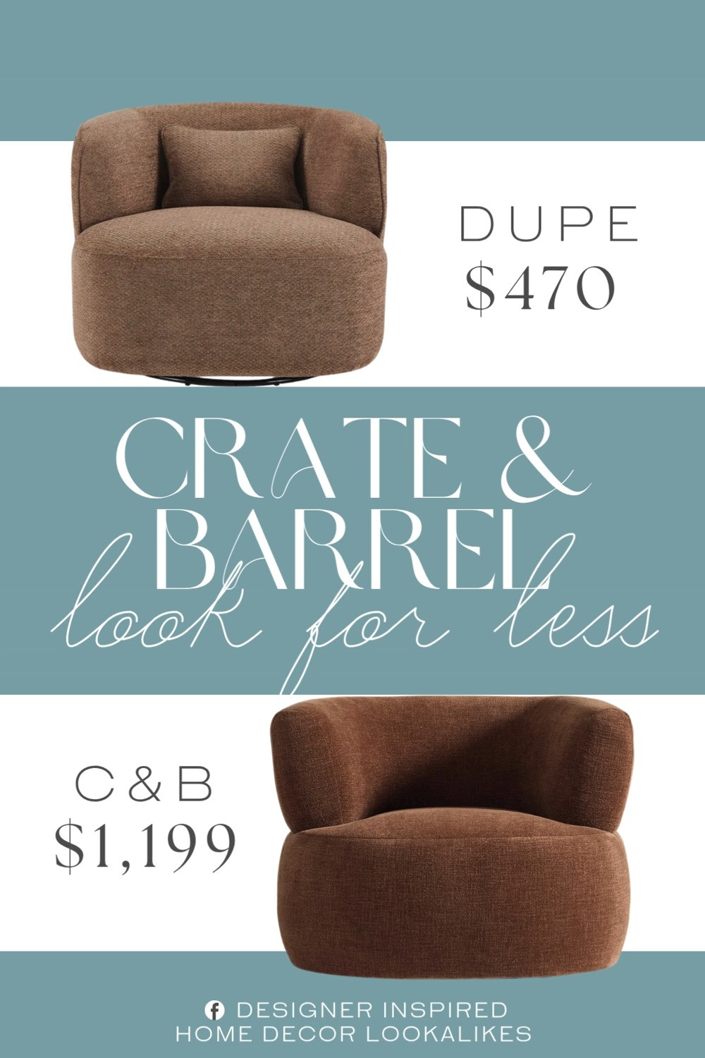 Inspired by Crate & Barrel Swivel Accent Chair. Curved Back Swivel Chair. Contemporary Boucle Chair. Mid-Century Swivel Lounge Chair. Modern Upholstered Swivel Chair. Barrel Back Swivel Chair. Minimalist Swivel Accent Chair. 

Home more affordable option find copy cat similar look for less budget friendly affordable cheap cheaper beautiful pretty. Clearance sale coupon code discount code promo code luxury lookalike look a like Inspo inspiration inspired by idea ideas Love like these? I share multiple every day in my FB group.
#crateandbarrelinspired #accentchair #swivelchair #loungechair #bouclechair #modernhome #barrelchair #statementchair #furniturefinds 

 #LTKHome
