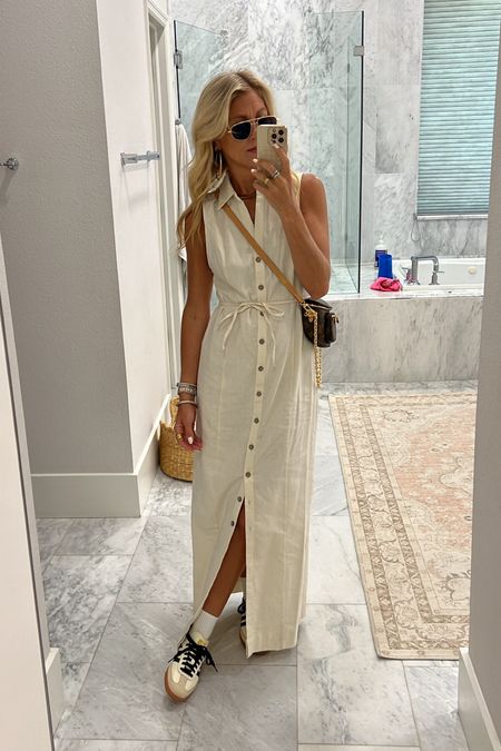 Cutest shirt dress. Currently sold out but linked in case it comes back in stock and other super similar ones adidas sneakers Amazon sunglasses summer dresses white dresses linen shirtdress vacation dresses Easter dresses 

#LTKSeasonal #LTKfindsunder100 #LTKshoecrush