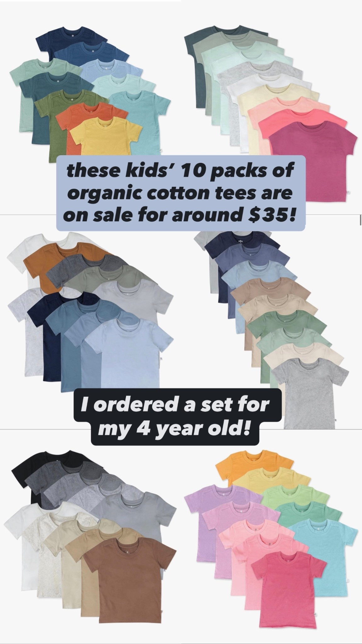 Idk if anybody’s kids need tee shirts, but these tees are 100% organic cotton and you can get 10 of them for $35 right now. Lots of color combos

#LTKSaleAlert #LTKmomlife #LTKFindsUnder50