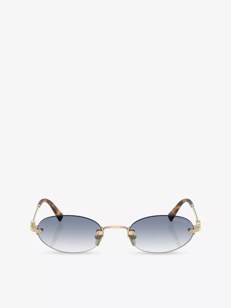 MU A54S Oval-Frame Metal Sunglasses | Selfridges