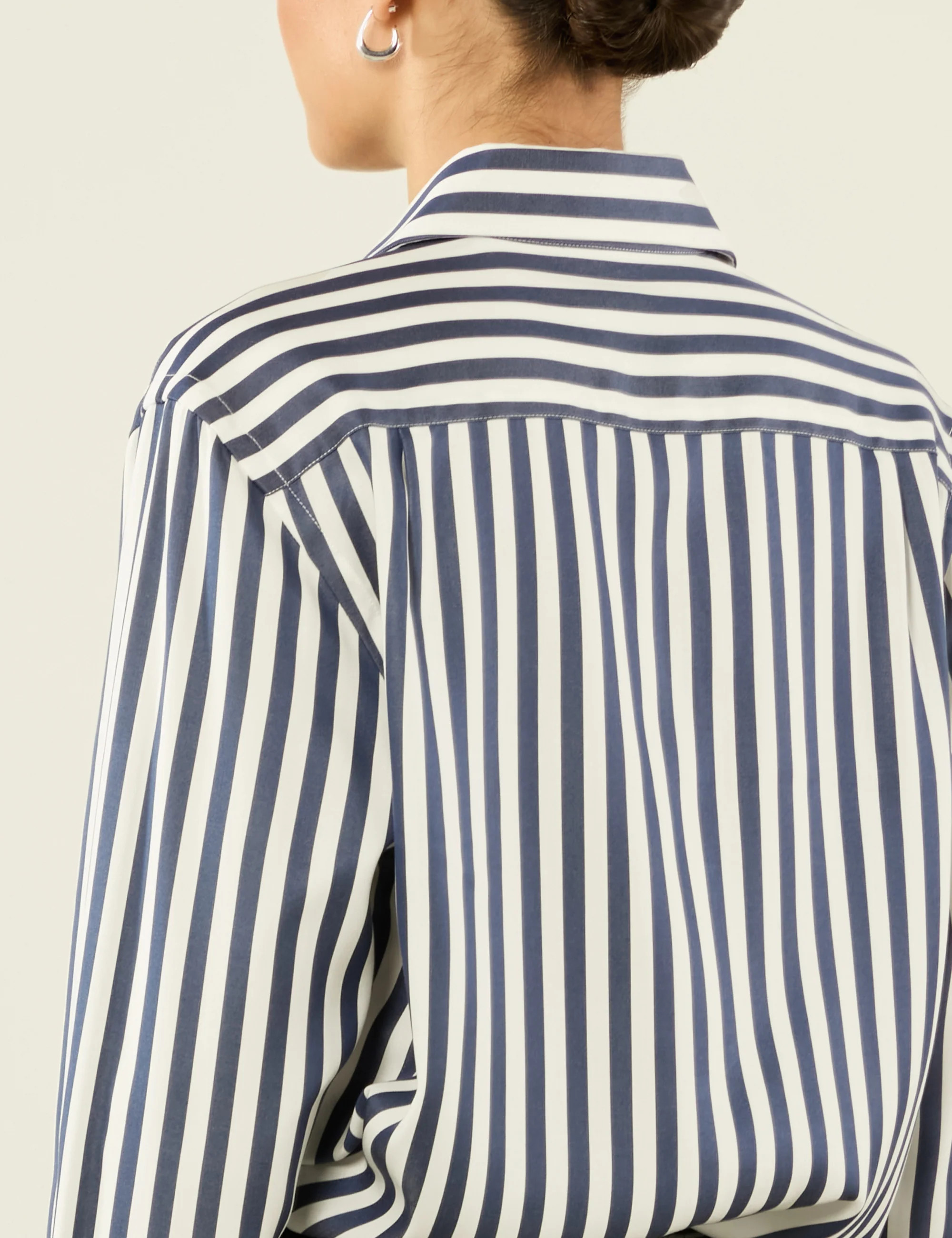 The Boyfriend: Tencel™ Lyocell, Navy Blue Stripe | With Nothing Underneath