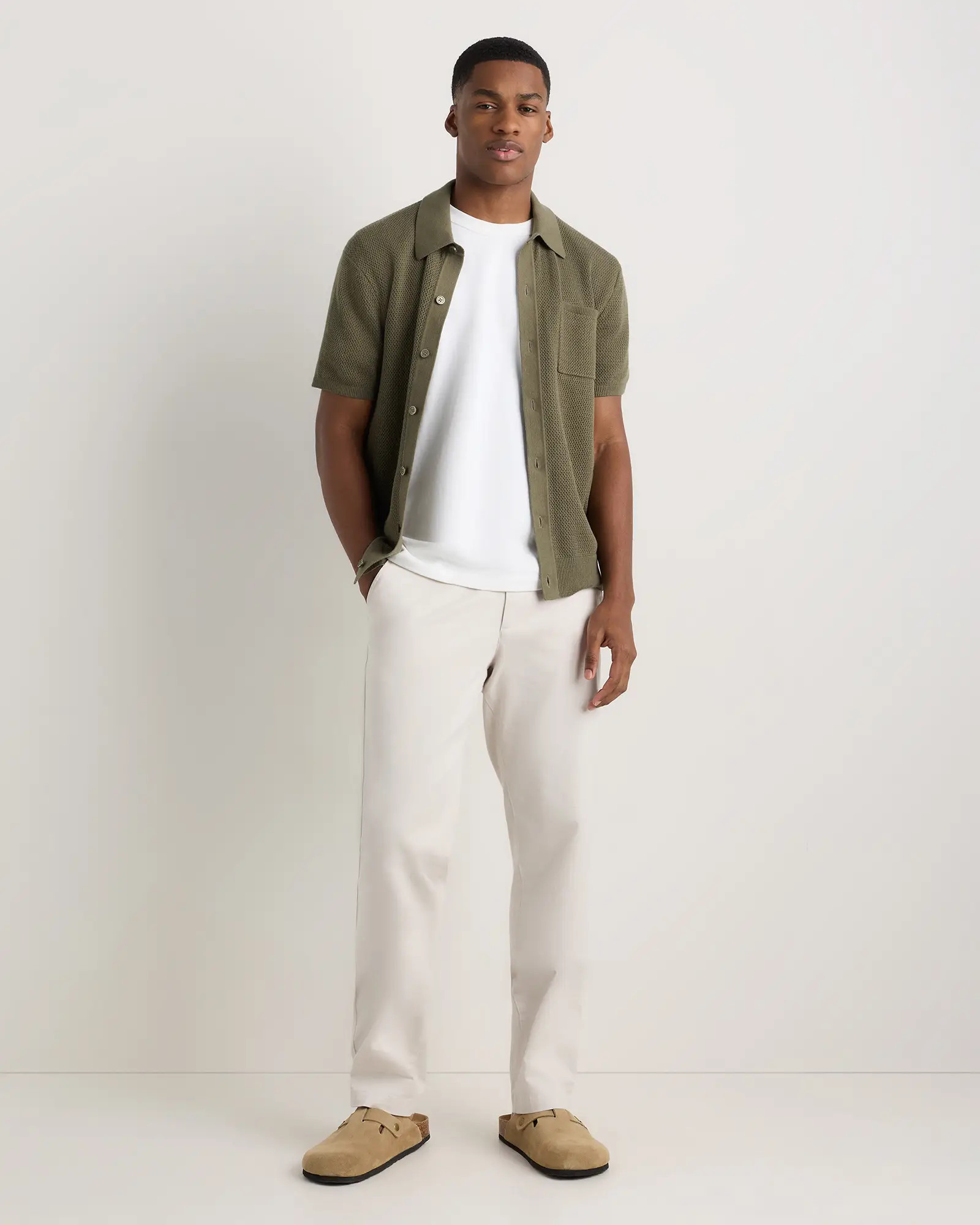 100% Organic Cotton Mesh-Stitch Button-Up Sweater Polo | Quince