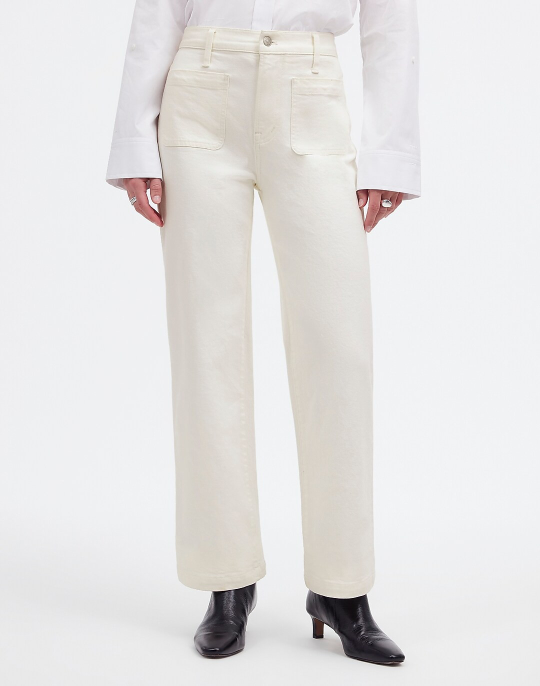 The Emmett Wide-Leg Jean in Tile White: Patch Pocket Edition | Madewell