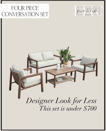 FOUR PIECE CONVERSATION SET. Follow @farmtotablecreations on Instagram for more inspiration. Better Homes & Gardens Willow Springs 4 Piece Conversation Set. Patio Furniture. Designer Look for Less. Walmart Finds. Outdoor Furniture. Walmart Home. 

#LTKFind #LTKhome #LTKSeasonal