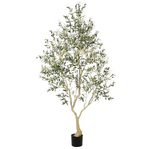 LYERSE 8ft Faux Olive Tree - Olive Trees Artificial Indoor with Large Olive Branches and Lifelike Olive - Artificial Olive Tree for Home Office House Living Room Decor | Amazon (US)