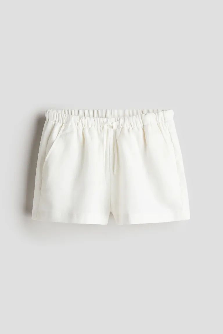 Linen-blend Pull-on Shorts - High waist - Short - White - Kids | H&M US | H&M (US + CA)